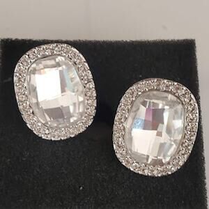 Oliver Weber Pierced Earrings with Swarovski Crystals Facet Cut New with Tags